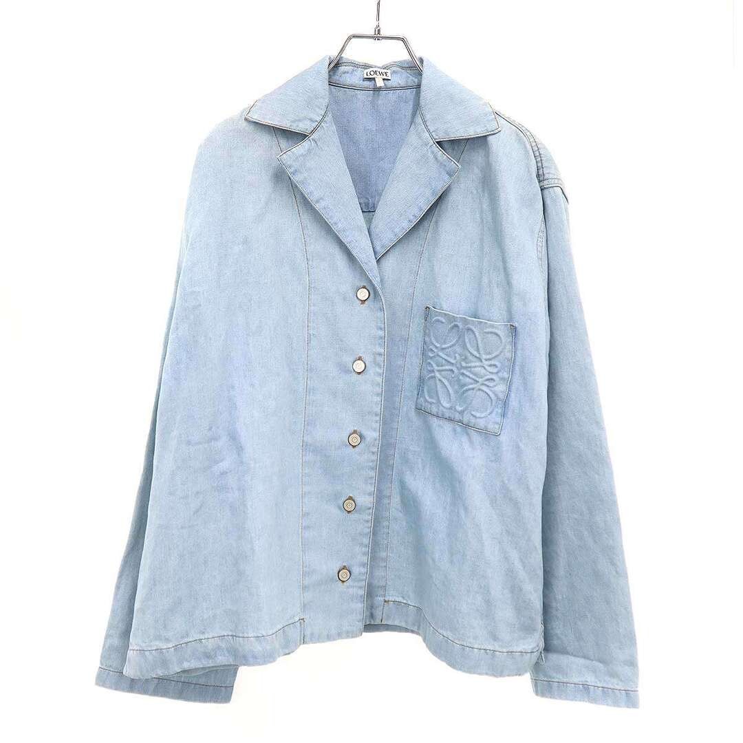 LOEWE Anagram Embossed Denim Pajama Shirt Jacket S359Y12X03 Ice