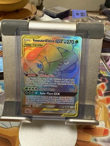 Venusaur & Snivy GX Cosmic Eclipse Secret Rainbow Rare Card 249/236 NM Condition