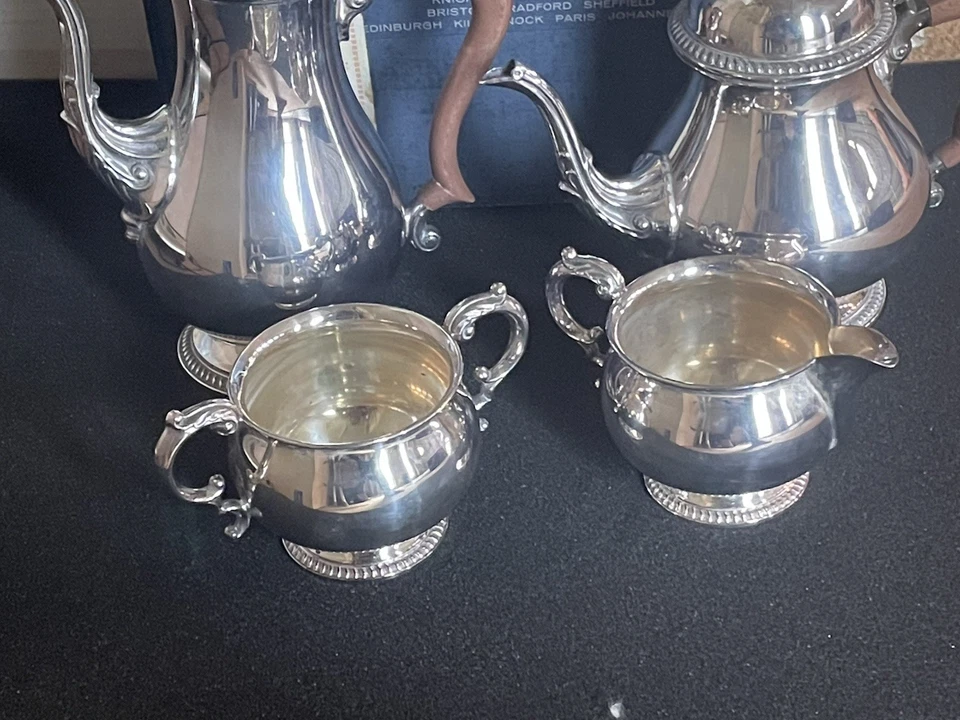 Free Condiment Set WHEN U BUY Vintage Mappin & Webb Silver Plate Tea Server Set - image 4 of 4