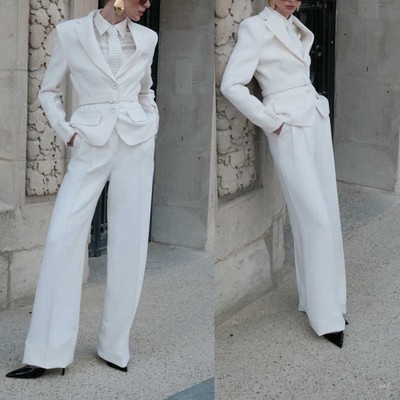 Blazer mit Taillengürtel Weitem Palazzo-Hosen-Schnitt Für Elegante Stadtlooks