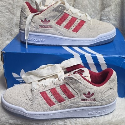 adidas Forum Low CL NCAA Indiana Hoosiers Cream Red White Suede Low Top HQ7482