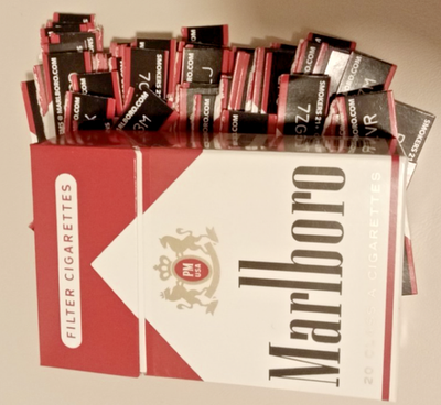 Marlboro Reward Codes 22500 Points / 225 Cigarette Box Top Tab