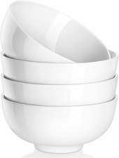 Porcelain Soup Bowls Set of 4 White Ceramic Bowls Kitchen Cereal Bowl
