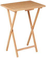 Folding TV Tray Table, Rubberwood, Natural, 19" X 14.5" X 26", Indoor, 1 Piece