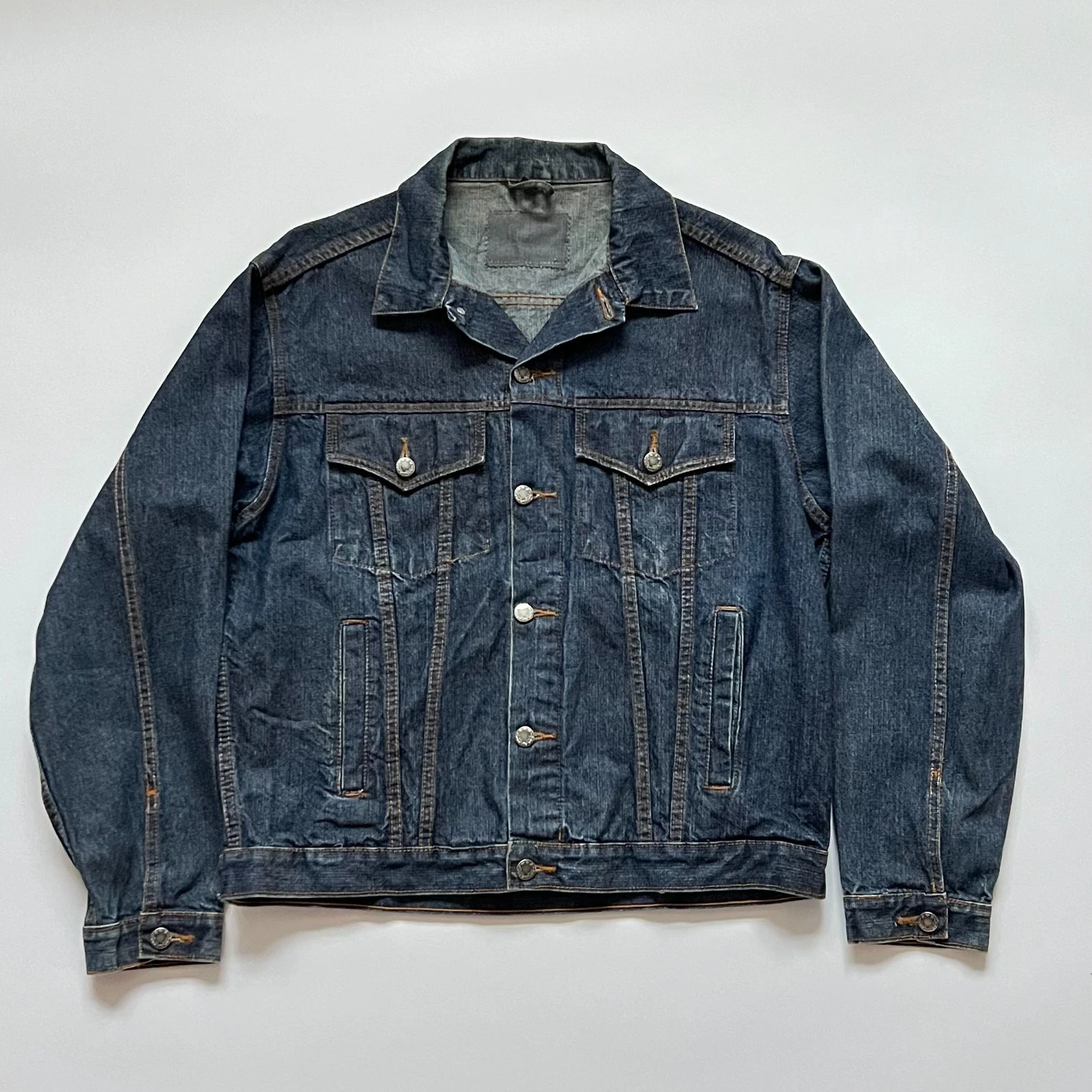 Vintage Blue Denim Trucker Jacket Men’s Size M Button Front Classic Jean Coat