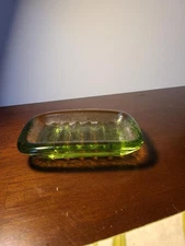 FIRE and LIGHT Recycled Glass Olive Green Soap Dish