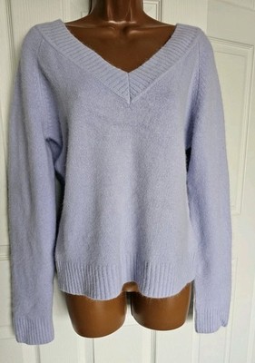 Carole Little Lavender Angora Lambs Wool Blend Deep V Neck Sweater. Size XL
