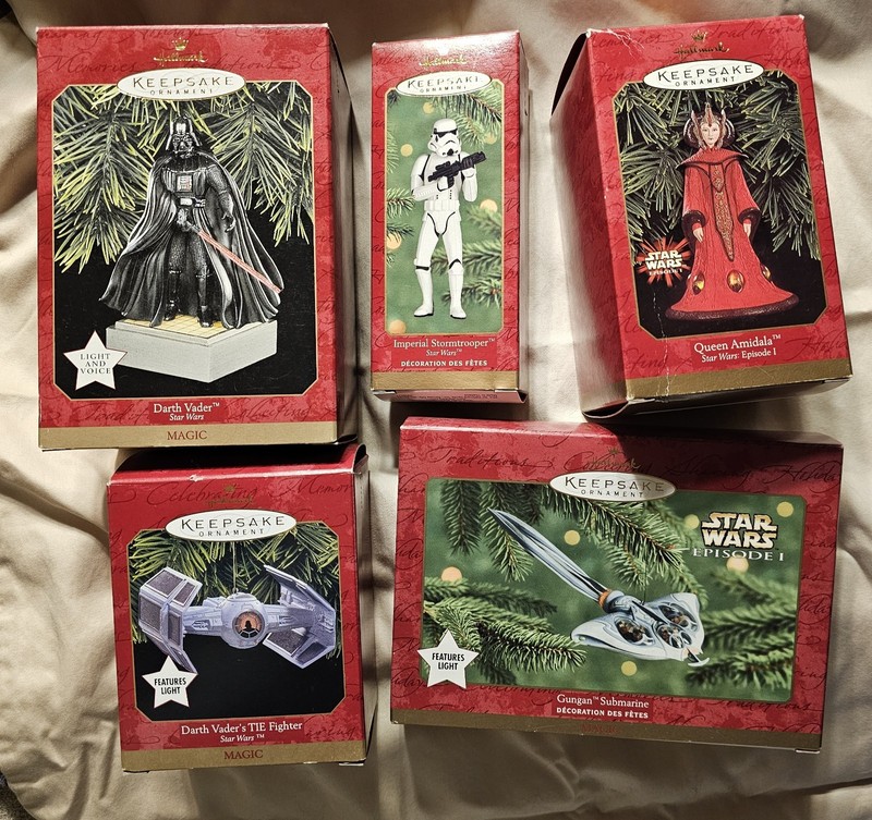 Hallmark Star Wars Ornaments, Lot Of 5, 1997, 1999, 2000. See Description