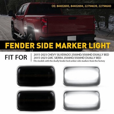White LED Side Marker Light For 15-23 Chevy Silverado 2500/3500HD Dually Bed EXC
