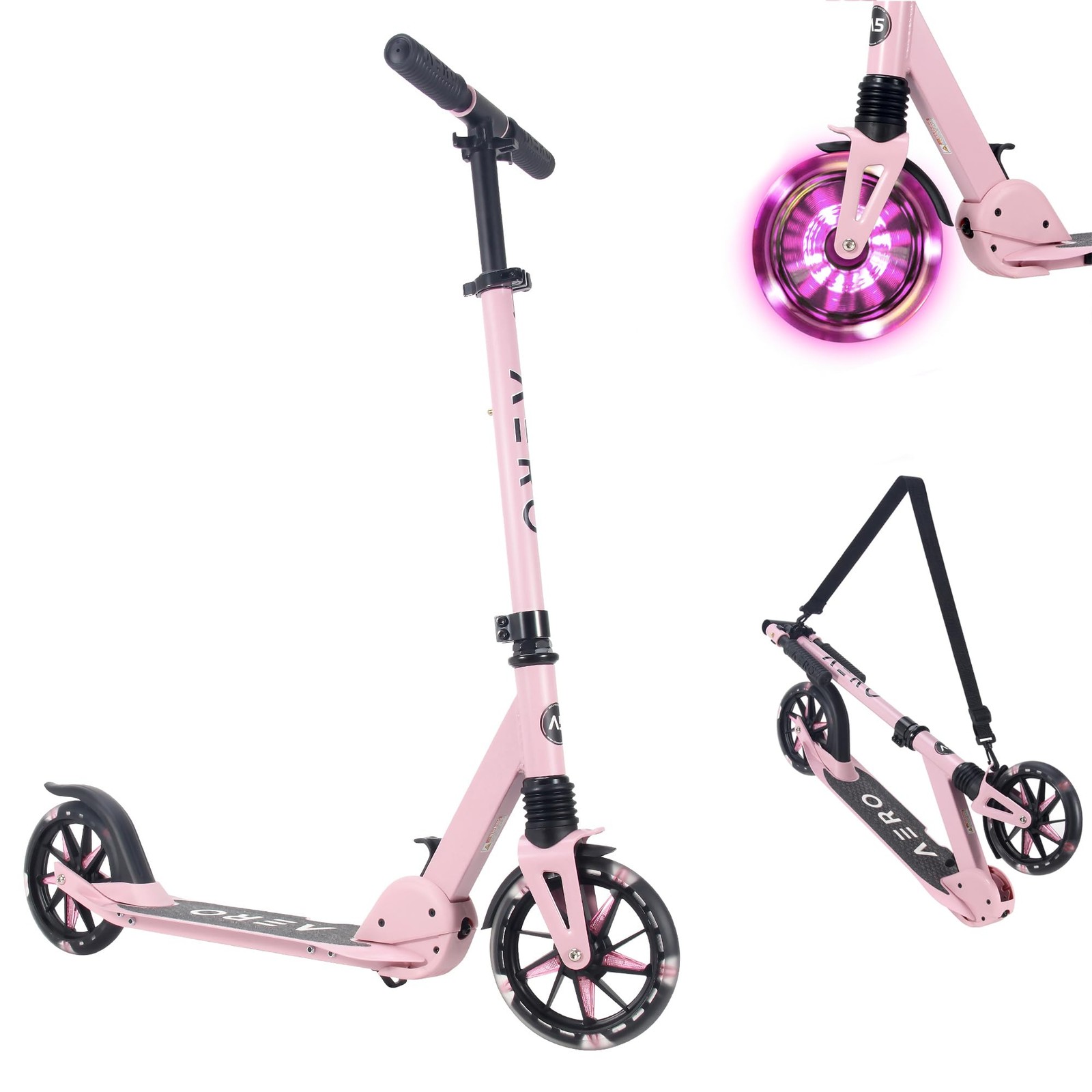 Aero Scooter for 6-12 & Teens | Light Up Big Wheels & Shock 