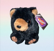 Vintage Puffkins Benny Black Bear 4 1/2" Swibco Plush Stuffed Animal W Tag