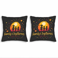 Set of 2 Decorative Throw Pillow Covers 18x18in - BSilhouette Family Hearts 