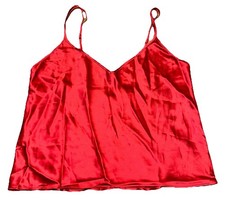Victoria  s Secret Y2K Red 100 Silk V-Neck Cami Lingerie Top Romantic Women  s M