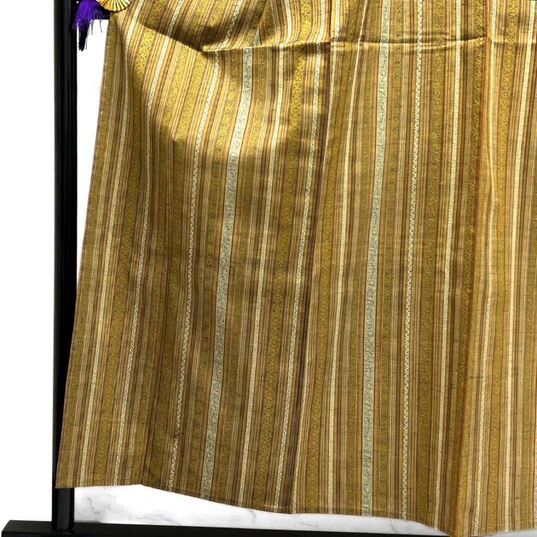 Tsumugi Small Pattern Pongee Kimono Vertical Stri… - image 4