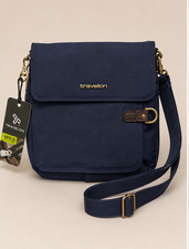 Travelon RFID Anti-Theft Crossbody Bag Navy Blue Travel Purse Style 42308 NWT