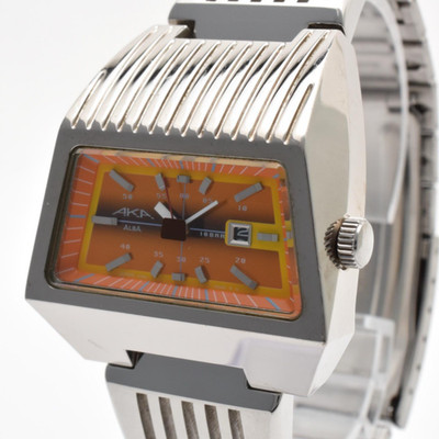 Seiko Alba AKA V782-5A90 Quartz Mens Watch Orange Dial Date Vintage Retro #146