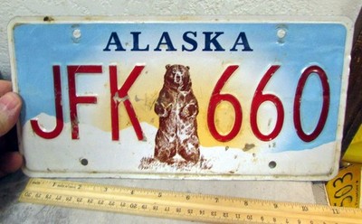 Alaska License Plate reissue Kodiak bear style plate 2015 issue JFK 660 exp 2022