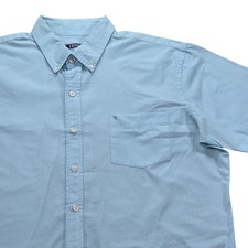IZOD Button Down Short Sleeve Shirt Pocket Solid Light Blue Mens XL