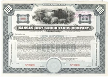 Kansas City Stock Yards Company. Stock Certificate.