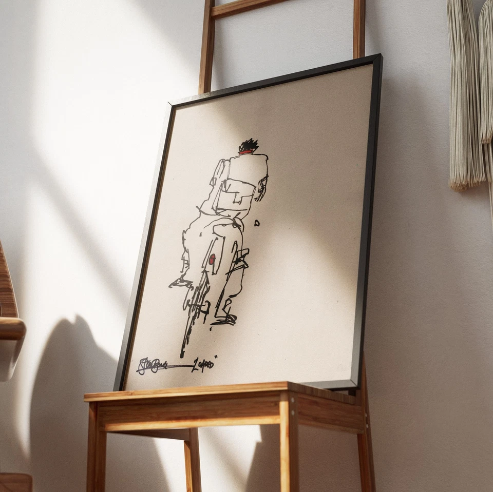 ❤ ORIGINAL ACRYLIC ❤ PAINTING signed FRAMED A3 urban Bicycle Cycling ART - Image 2 of 4