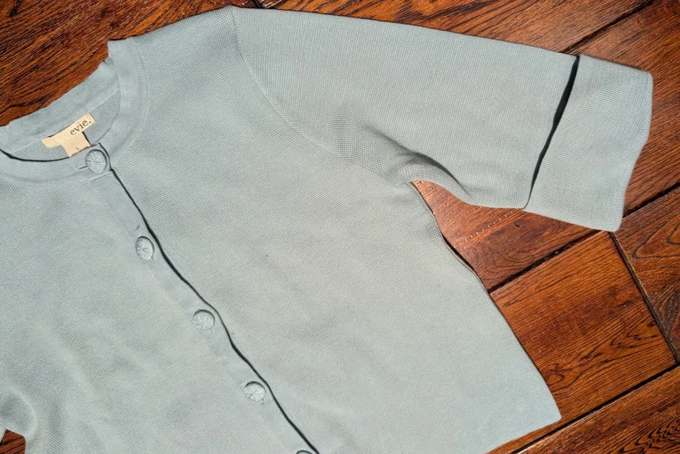 Suéter cárdigan de algodón azul nublado claro Evie para mujer talla - grande - nuevo con etiquetas Foto 3 de 4