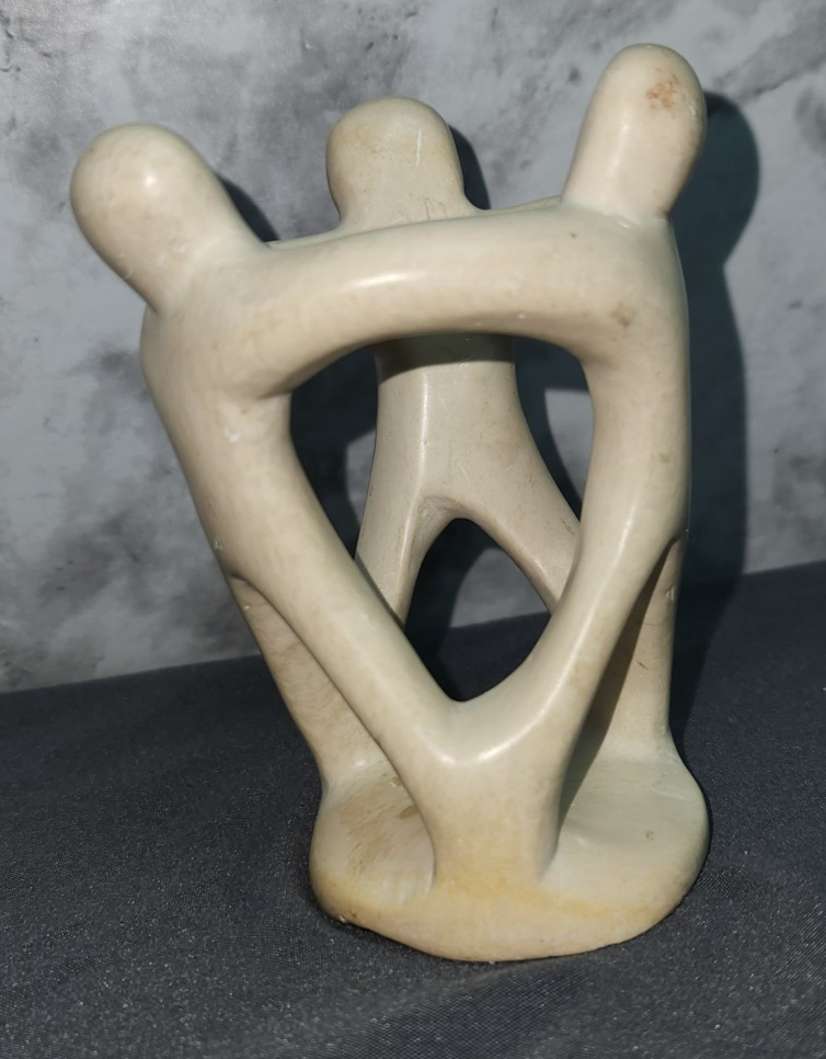Natural Soapstone Circle of Friends Sculpture - Hand Carved 3
