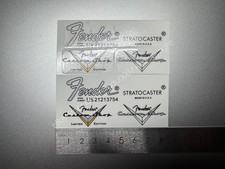 2Set For Fender Stratocaster Guitar Bass Headstock Waterslide Decal Metallic Ink
