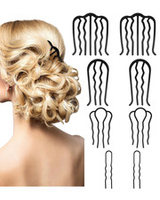 8 Stück Haar Steckkamm, Haarkamm zum Stecken Metall, 4 Größen Metall Haarkämme S