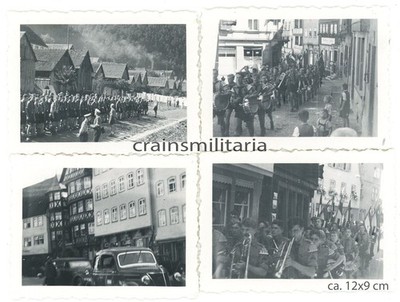 4x Orig. Foto Parade Jugend Junge Pimpf in FREUDENBERG Main Baden Pkw Musiker