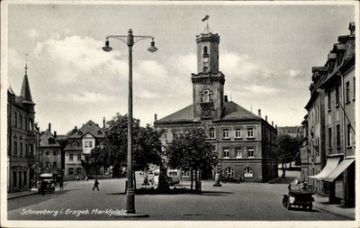 Ak Schneeberg im Erzgebirge, Marktplatz - 4605334