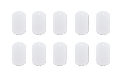 10 Pieces White Blank Polymer Craft Arc Dog Tag Key Chain Sublimation 58x33mm