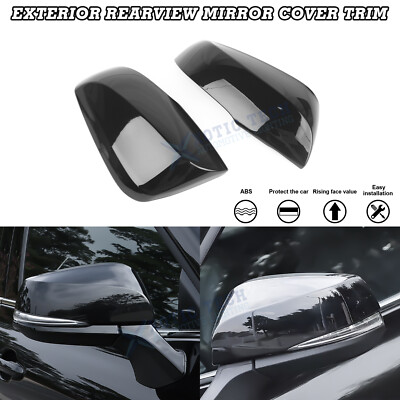 Gloss Black Door Rear View Mirror Cover Decor For Toyota Highlander RAV4 2020+
