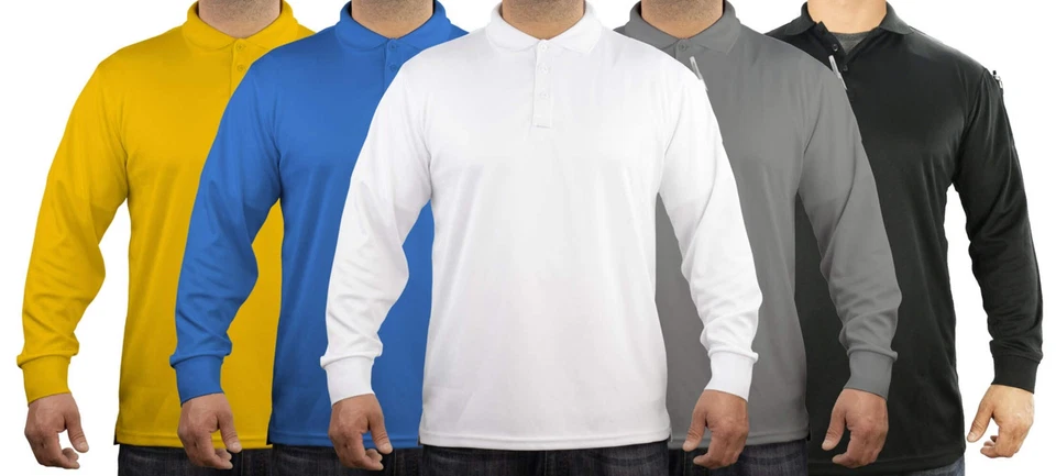 VENDOR-UNKNOWN Performance, Lightweight, Breathable, 100% Polyester Long Sleeve Polo Shirt