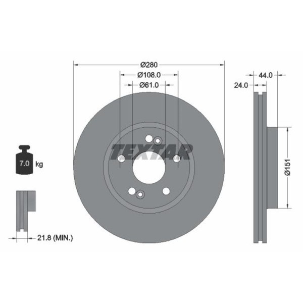 Textar 2X Bremsscheibe Vorne Ø280 Mm AußEnbelüFtet FüR Renault Kangoo Express-image