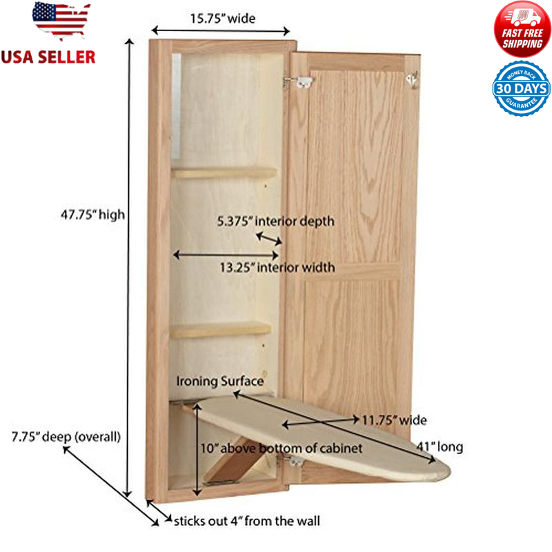 Space-Saving In-Wall Ironing Board Cabinet with Storage Shelves-image