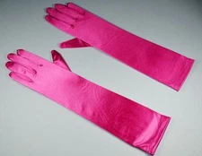 Bridal Prom Costume Adult Satin Gloves Fuchsia Solid Elbow Length New Party