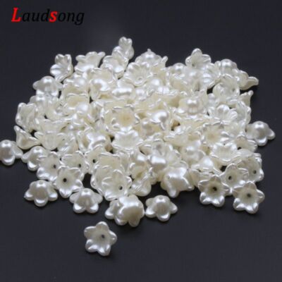 Love Heart Pearls Bead Acrylic Loose Spacer Beads DIY Necklaces Bracelet 50Pcs