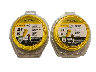 2 Packs of Weed Warrior Heavy Duty Trimmer Line .080'' X 100' Biodegradable USA