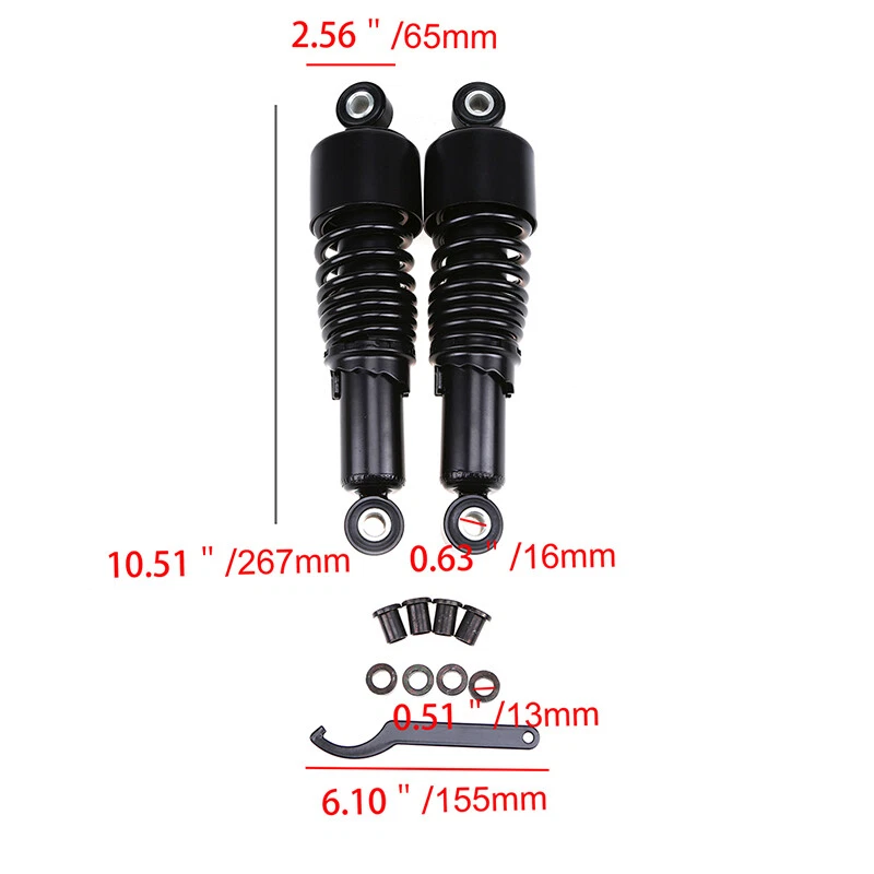 Par Amortiguadores Traseros 10.5" 267mm Amortiguadores Para Harley Davidson Sportster Moto Foto 3 de 4
