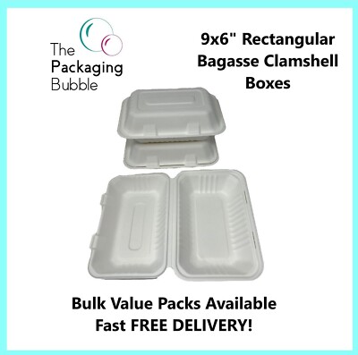 Bagasse Klappboxen Lebensmittelbehälter zum Mitnehmen 9'' x 6'' kompostierbar Einweg