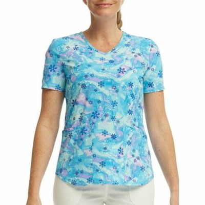 Scrub Star Women, Size: XL, Aurora Snowflakes Top