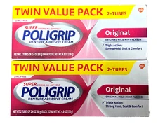 SUPER POLIGRIP *ORIGINAL* 2 X 2-PK (4TUBES 2.4 OZ EA) ZINC FREE EXP 01.31.28 +
