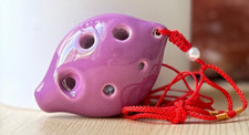 Dexterous 6 Hole Soprano C Purple Glaze Pendant Ceramic Ocarina - Great Gift 