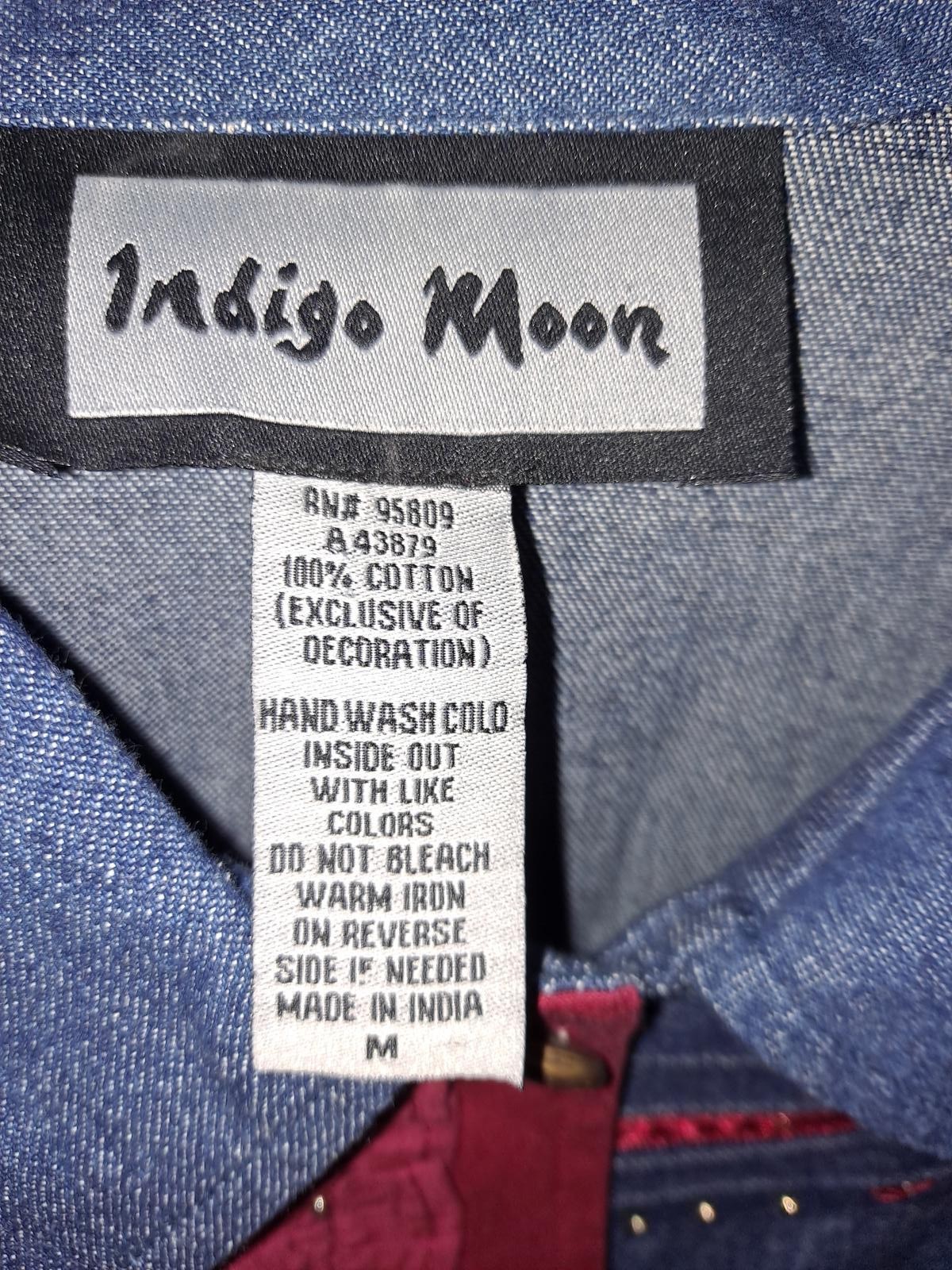 Indigo Moon Bleu and Red Patchwork Button Up  100… - image 7