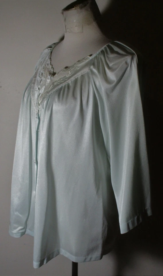 Camisa para dormir MILCO verde mar encaje con botones talla M 12-14 Foto 4 de 4