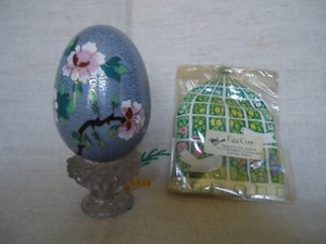 Vintage 1980's Lg. CLOISONNE EGG & Cozy - Tree Peonies Intricate Design Easter