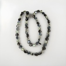 Daisy Fuentes 30  Necklace- Gold  Black Hoop Chain- Long Statement Jewelry.