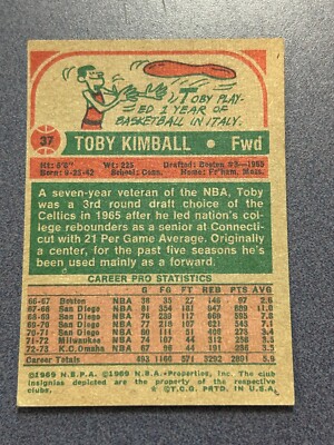 1973-74 Topps - #37 Toby Kimball VG-EX @QJ37 | eBay