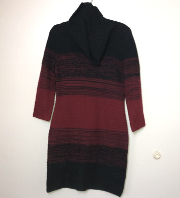 red and black striped sweater dress Women's Nina Leonard Striped Sweater Dress, Size: Large, Blue Lagoon