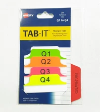 Avery 24 Sticky Tabs 74765 Financial Year Quarters Page Index Maker TO TAB09
